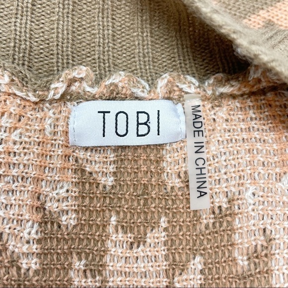 TOBI Women’s Beige Multi Tribal Aztec Knit Cocoon Cardigan Sweater - Picture 7 of 8